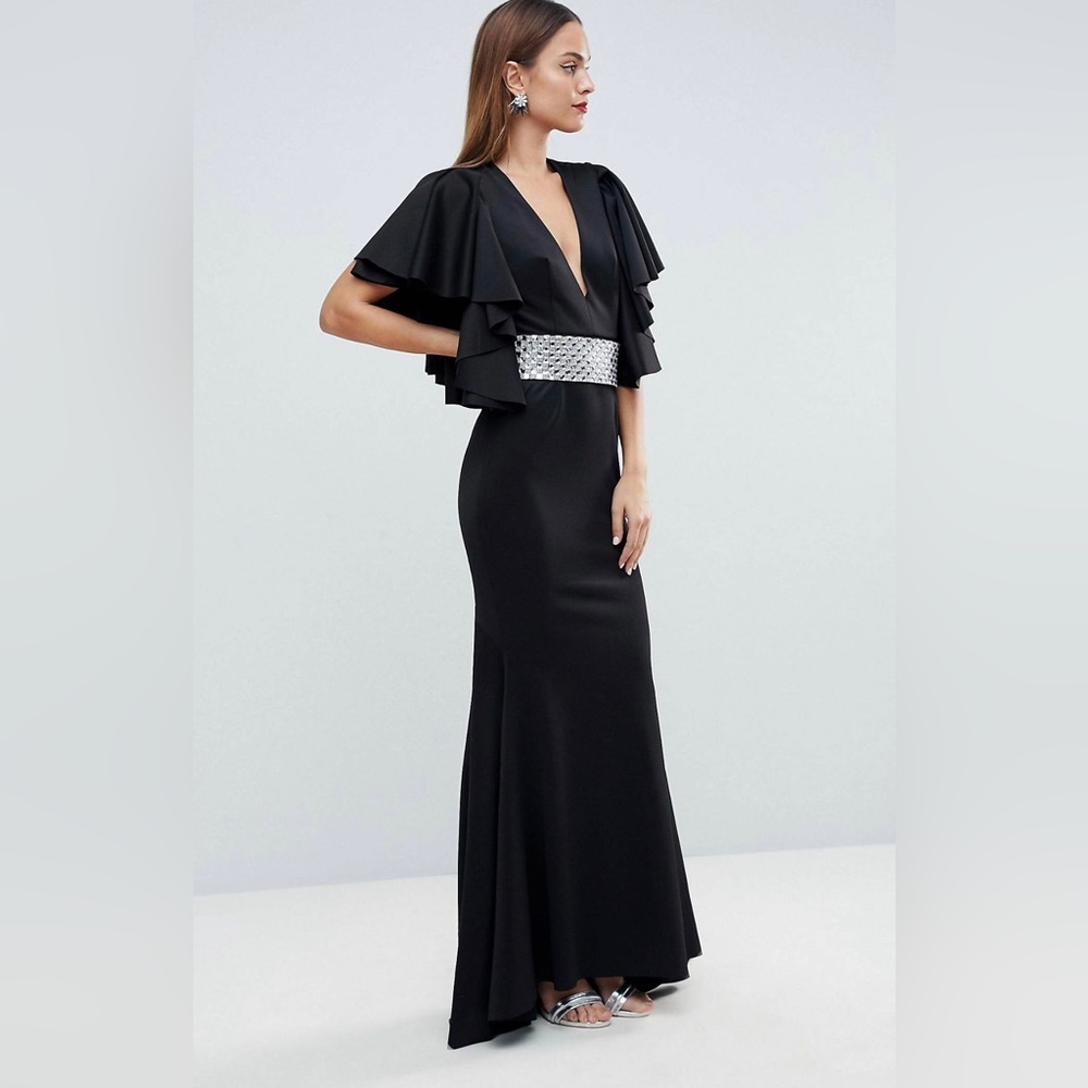 Prom night black dress with belt NEW